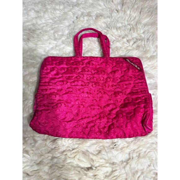Oscar de la Renta Pink Quilted Cosmetic Bag Makeup Case - Picture 1 of 11